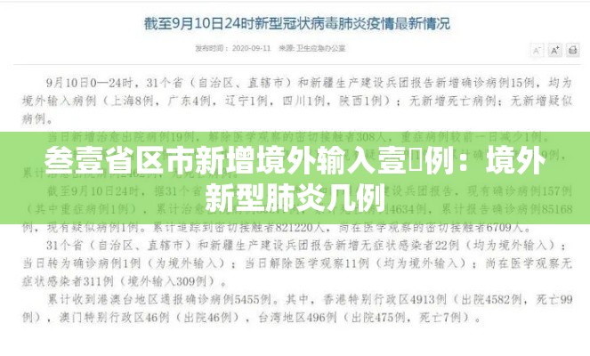 叁壹省区市新增境外输入壹無例：境外新型肺炎几例